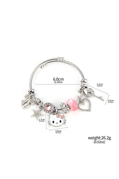 Miniso B00171-04 Sanrio Cartoon Hello Kitty Bracelet Handmade DIY Pink Gemstone Cute Cat Bracelet Bracelet