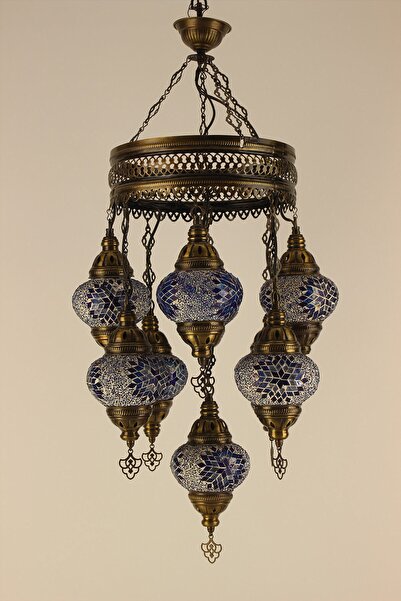 GN GEN AYDINLATMA El İşçiliği Otantik Mekanlar İçin Mavi Kristal Mozaik Taşlı...