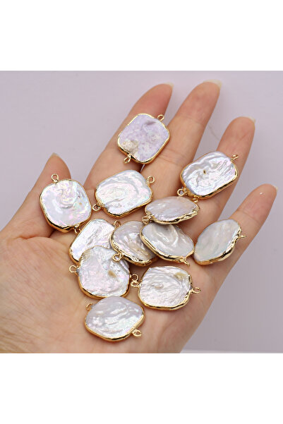 Choice قلادة من اللؤلؤ الباروكي الطبيعي مقاس 21 × 28 مم، مطلية بالذهب، مربعة ...