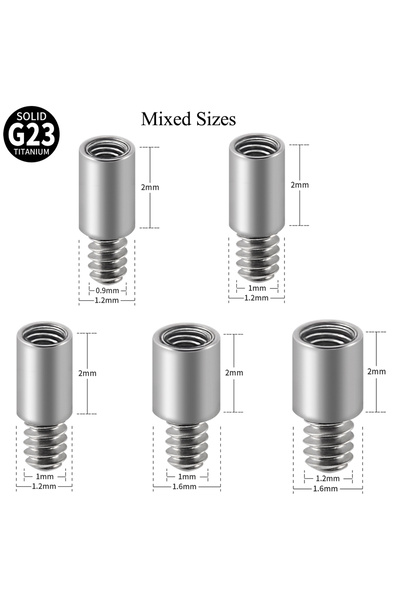 Choice 5PCS Mix Sizes 5PCS/Lot G23 Titanium Extension Bar For Labret Tongue Dermal Barbell Belly Ring Earri