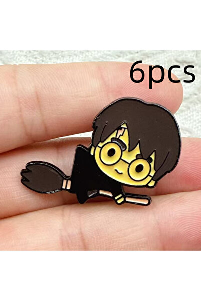 Miniso 6 دبابيس مطلية بالمينا بلون ذهبي فاتح، مزينة بشخصيات كرتونية، دبابيس معدنية لتزيين حقائب الظهر والملابس