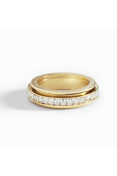 Choice خاتم سبينر أبيض مقاس 8 بوصات مرصع بزركونيا AAA، مصنوع من الفولاذ المقا...