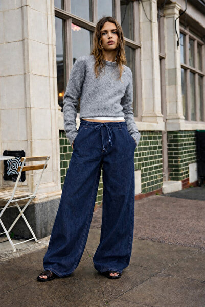 HAKKE Yüksek Bel Rahat Kesim Önü Bağlamalı PANTOLON