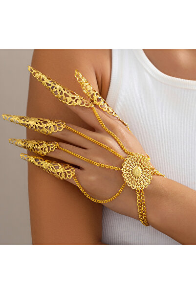 Choice أساور ذهبية اللون بتصميم عتيق مستوحى من الطراز القوطي الهندي، مناسبة ل...