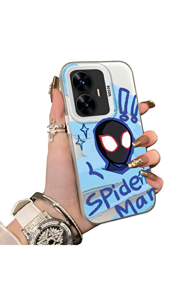 ucuc Realme C55 Compatible Silicone Edge Acrylic Back Spiderman Protective Case