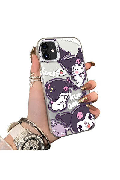 ucuc iPhone 11 Compatible Protective Silicone Edge Acrylic Back Kuromi Case