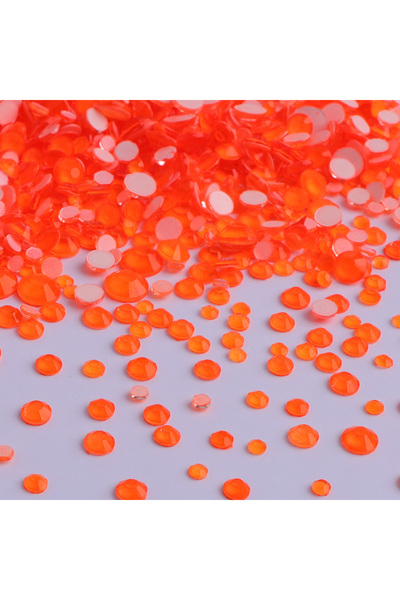 Choice Neon Orange 1440Pcs SS6-SS20 Mix Size Glass Flat Back Neon Rhinestone ...