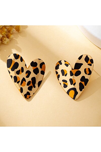 Choice زوج من أقراط ليوبارد النسائية، أقراط ناعمة غير منتظمة على شكل قلب، منا...