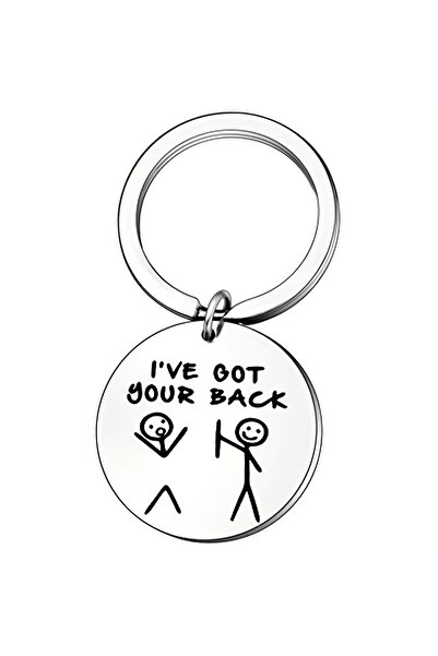 Choice 1 Funny I Have Got Your Back Doodle Key Chain Round Stainless Steel Pendant Keychains For Men Women
