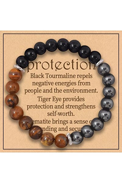Choice Protection Bracelet 19cm Triple Protection Bracelet:Tiger Eye, Black Obsidian, & Hematite 8mm Round
