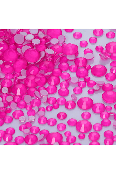 Choice Neon Barbie Pink 1440Pcs SS6-SS20 Mix Size Glass Flat Back Neon Rhinestone Glitter Round Diamond Non