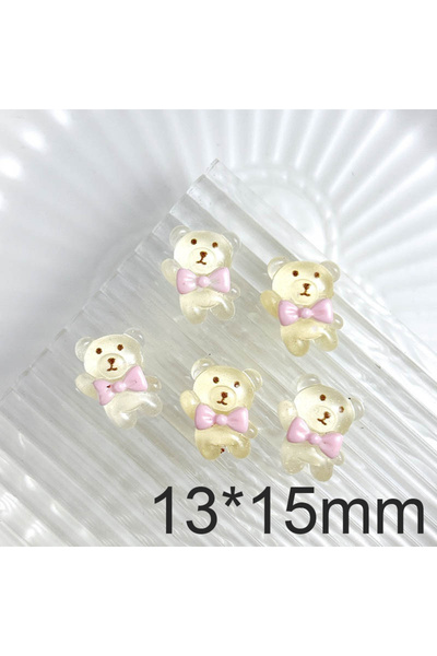 Choice Beige 30pcs 30PCS 3D Kawaii Resin Ballet Bears Nail Charms Transparent Bow Teddy Bear Nail Art Decor