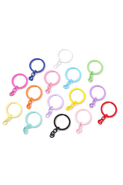 Choice حلقات مفاتيح دائرية ملونة بألوان عشوائية، 5 قطع/مجموعة، 30 مم، طول 55 مم، حلقات مفاتيح دائرية ملونة مقسمة
