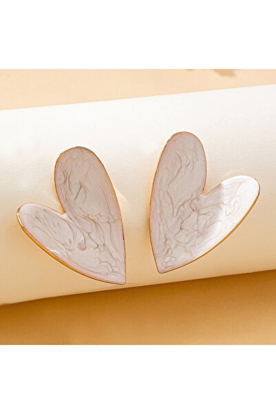 Choice White A Pair of Women's Earrings, Smooth Irregular Heart-Shaped Earrin...