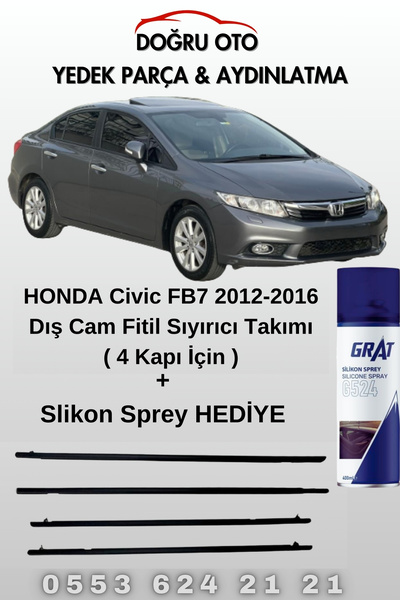 DOĞRU TİCARET AUTO PARTS Honda Civic Fb7 Dış Cam Sıyırıcı Fitil Çıta Takım 4 Kapı Ön-Arka 2012-2016