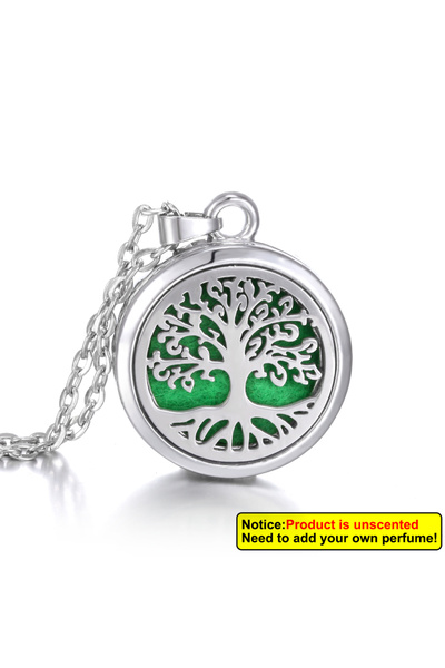 Choice XM002-1-Silver Tree of Life Aromatherapy Necklace Perfume Essential Oil Diffuser Alloy Stainless Ste