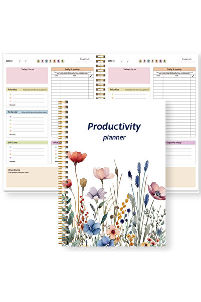 Choice مخطط إنتاجية أبيض B5، منظم يومي وأسبوعي مع تحديد الأولويات وقائمة المهام والجدول الزمني، بنقشة زهور