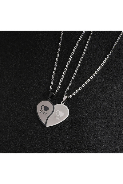 Choice A2 Couples Jewelry Heart Necklaces Couple Necklace Stainless Steel Engraved Love Pendants Necklace V
