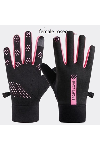 Choice Black Rose Red Winter Sports Warm Gloves Touch Screen Skiing Gloves Water Resistant Windproof Womens