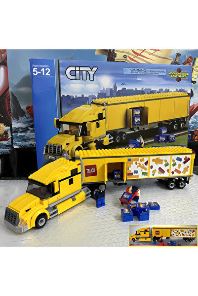 Choice تحتوي على دميتين، شاحنة نقل توصيل صفراء من سيتي تكنيكال 60440، مكعبات ...