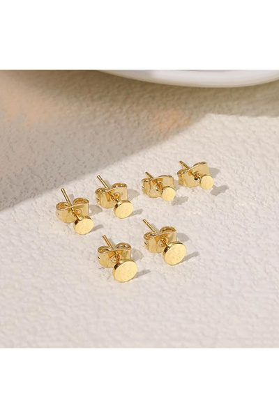 Choice 3 Pairs 3 Pairs 18K Gold Plated Stainless Steel Stud Earrings For Women Men Mini Round Ear Cartilage