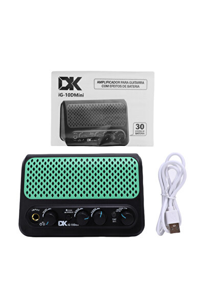 Choice كما هو موضح، مضخم صوت جيتار DK مع مكبر صوت بلوتوث و30 وضعًا مدمجًا لآلة الطبول، ونغمتان نظيفتان ومشبعتان.