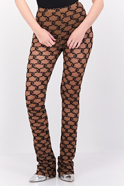 Juicy Couture Women Allover Print Stretchable Wide Leg Pants, Brown