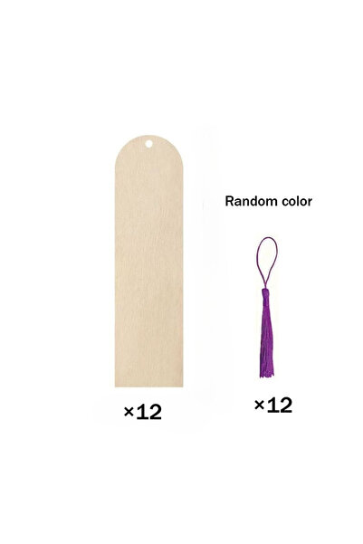 Choice 12pcs 12pcs Unfinished Wooden Bookmark DIY Wood Craft Bookmarks with Laser Cut Wooden Hooks, Square