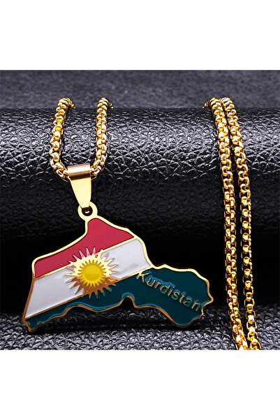 Choice قلادة خريطة إقليم كردستان من الفولاذ المقاوم للصدأ، بطول 60 سم، مناسبة...