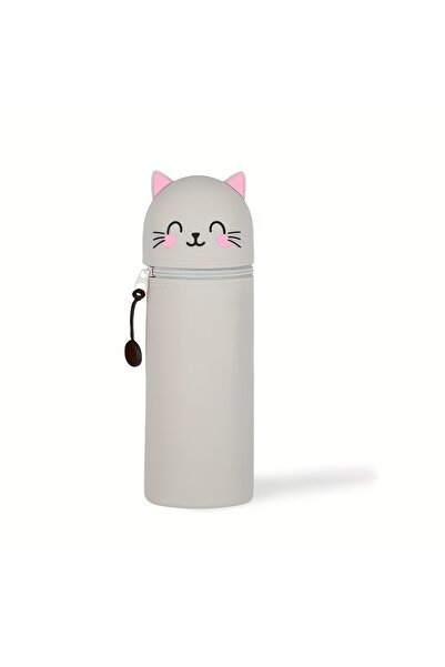 Choice Grey Cat 2-in-1 Expandable Silicone Pencil Case & Desk Organizer, Cute...