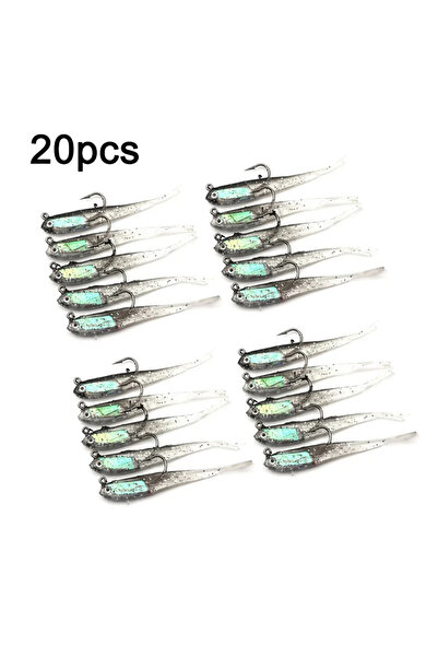 Choice 20PCS With Hooks 5/10/20Pcs Soft Lure 7cm/6g Split Tail Lead Fish Swimbaits with Hooks Silicone Arti