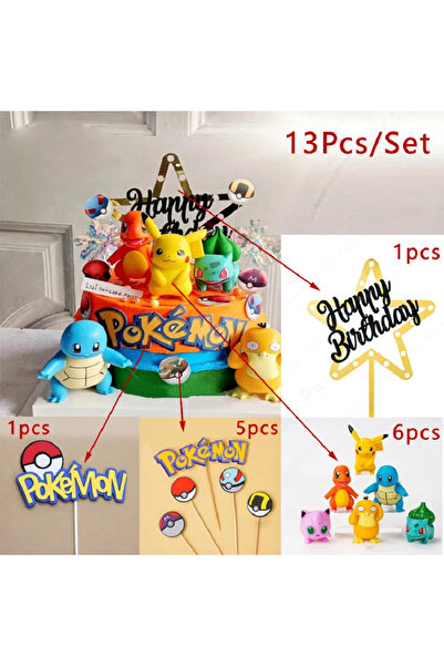 Choice مجموعة واحدة من 13 قطعة لتزيين كعكة عيد الميلاد، مجسم بيكاتشو من شخصيا...