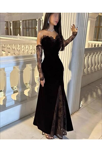 GORI FASHION Soft crepe striped dress with lace insert