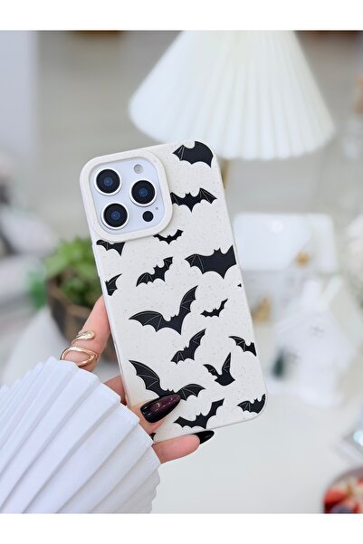 Go Aksesuar Iphone 16 Promax Uyumlu Baskı Yarasa Tasarımlı Esnek Silikon Kılıf