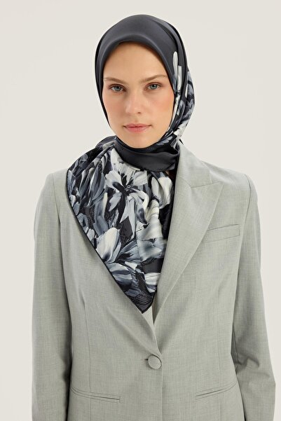 Maisa Μεταξωτό Φουλάρι Lal Tivil ΑΝΘΡΑΚΙΤΙΚΟ 90 x 90