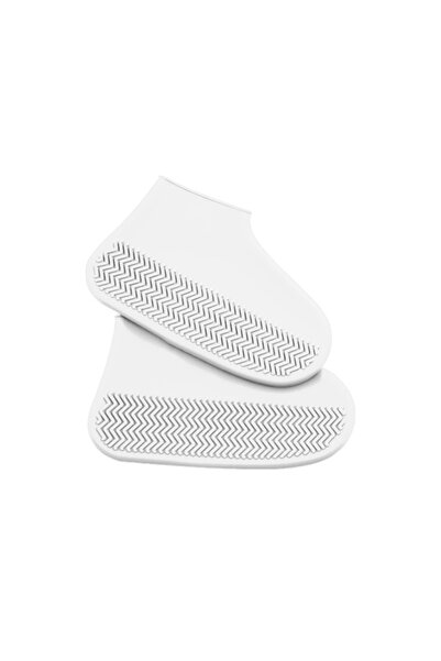 Choice9 L 40-45 WHITE 2pcs Waterproof Non-slip Silicone Shoe High Elastic Wear-resistant Unisex Rain Boots f