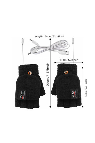 Choice A USB Electric Heated Gloves Touchscreen Electric Thermal Gloves Fingerless Hand Warmer Winter Elec.