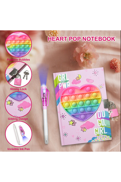 Choice UP32-P04 Pop Girls Diary with Lock, 7.5x5.4 Inches 160 Lined Pages Girls Journal for Kids Secret Not