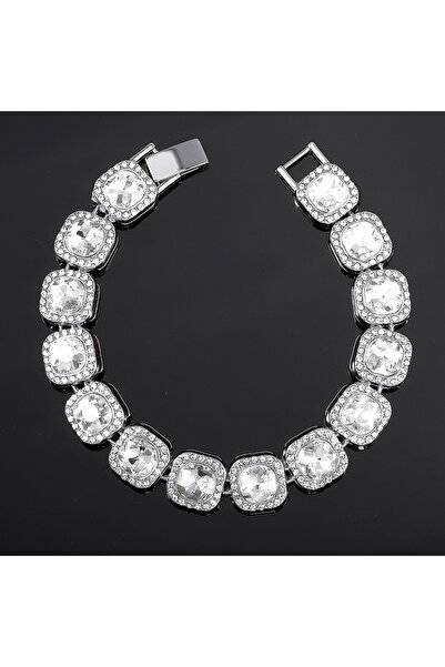 Choice سوار تنس فضي مرصع بالكريستال مقاس 20 سم (8 بوصات) وقطر 13 مم، سلسلة مر...