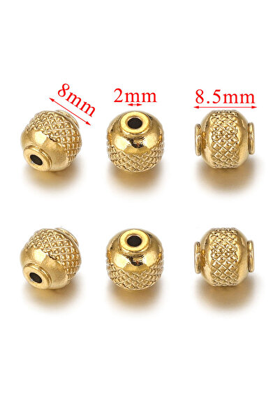 Choice1 Gold 20pcs Stainless Steel Gold Plated Round Loose Spacer Mesh Beads ...