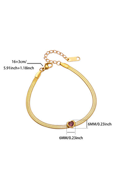 Choice 19cm B1805G-7 Zircon Birthstone Heart Bracelets For Women Gold Color S...