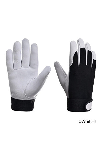 Choice L-White Cowhide Leather Work Gloves Safety Protection Labour Garden Motorcycle Sports Driver Workers