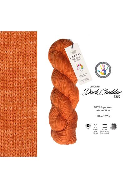 Gazzal Unicorn 3-Pack Advantageous Package 100% Superwash Merino Wool – 100 g 197 m Hand Dyed Knitting Yarn-1351