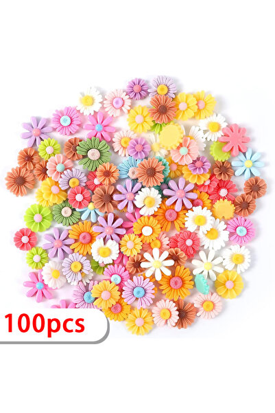 Choice 100pcs mixed 100pcs mixed small daisy resin flat flower accessories for DIY cell phone case hair cli