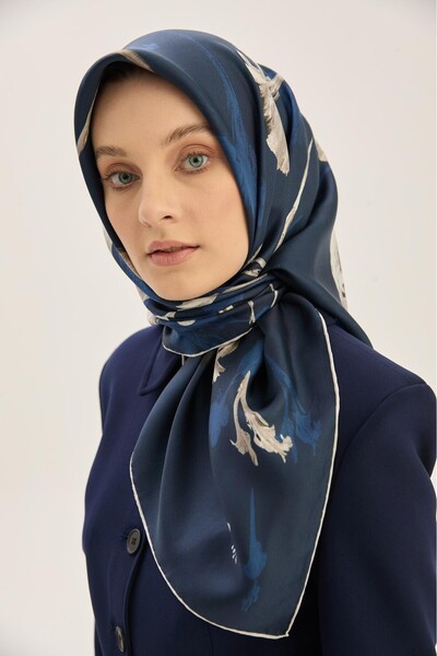 Maisa Μεταξωτό μαντήλι Eflin Tivil ΣΚΟΥΡΟ ΜΠΛΕ 90 x 90