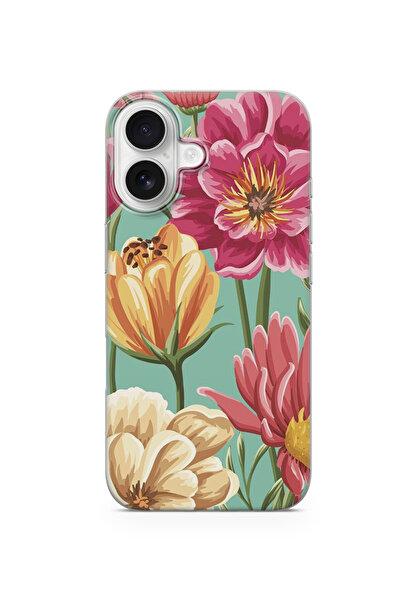 lelia حافظة هاتف شفافة متوافقة مع آيفون 16 مطبوع |   المجموعة: فلورالوكس بوتا...