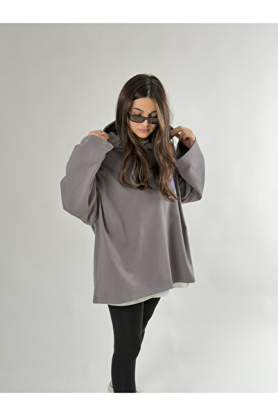 COCOPELLI Стабилна сива суитшърт с качулка за жени COC2691