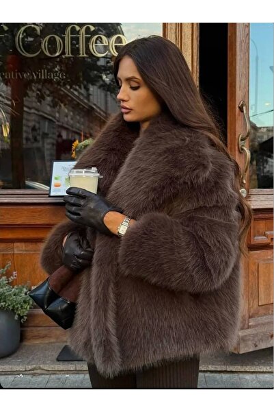 MonaModda Lüks Kahverengi Oversize Kürk Mont – Zarif, Şık ve Zamansız Kışlık ...