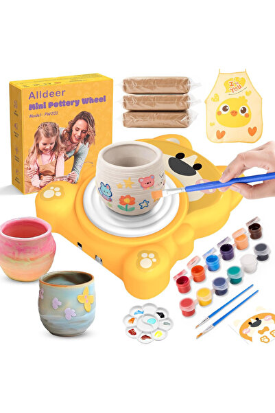 Choice عجلة فخار للأطفال من 8 إلى 12 عامًا، مجموعة فنية وحرفية كاملة مع 3 عبوات من الطين الجاف، وألوان - اصنعها بنفسك...