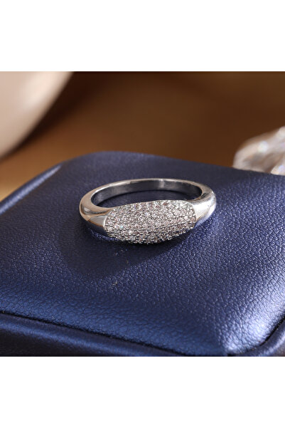 Choice 8 لون فضي B خاتم زاكول الجديد العصري اللامع مرصع بالزركون الأبيض CZ بت...